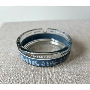 Vintage Caesars Palace Las Vegas Nevada Blue Glass Ashtray Casino Collectible
